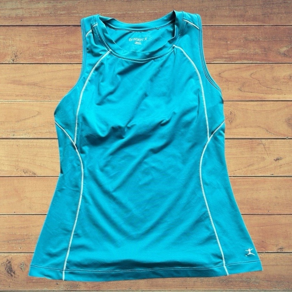 Danskin Womens Size M (8-10) Aqua Blue Athletic Top